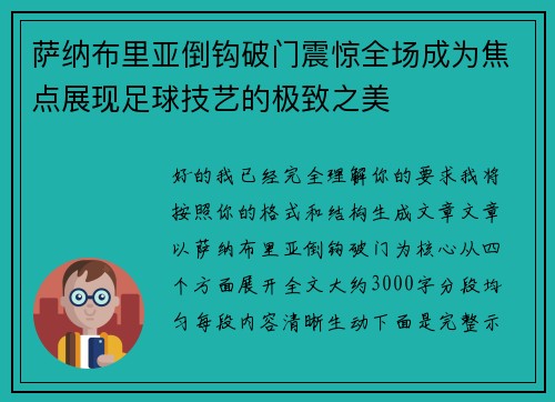 萨纳布里亚倒钩破门震惊全场成为焦点展现足球技艺的极致之美